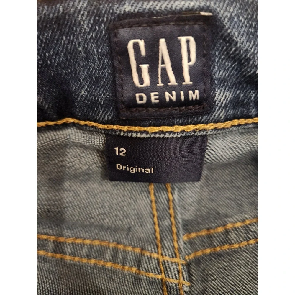 Gap Denim Original Boys‎ Size 12 Straight Leg Jeans Medium Wash Blue Stretch EUC